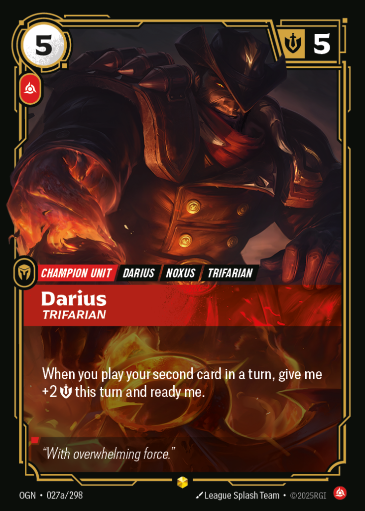 Darius, Trifarian OGN-027A/298 – Origins – Alternate Art Foil