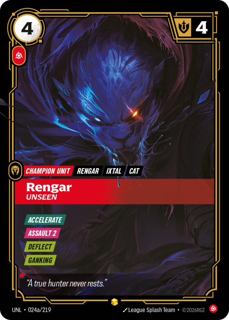 Rengar, Unseen UNL-024A/219 – Unleashed – Alternate Art Foil