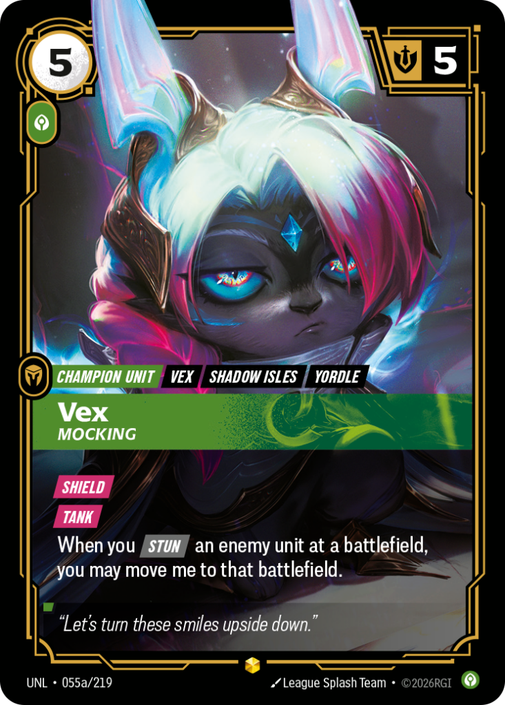 Vex, Mocking UNL-055A/219 – Unleashed – Alternate Art Foil
