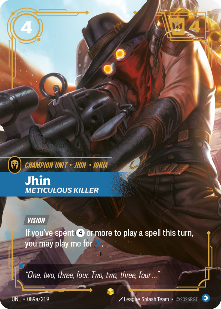 Jhin, Meticulous Killer UNL-089A/219 – Unleashed – Alternate Art Foil