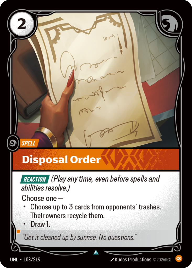 Disposal Order UNL-103/219 – Unleashed – Non-Foil