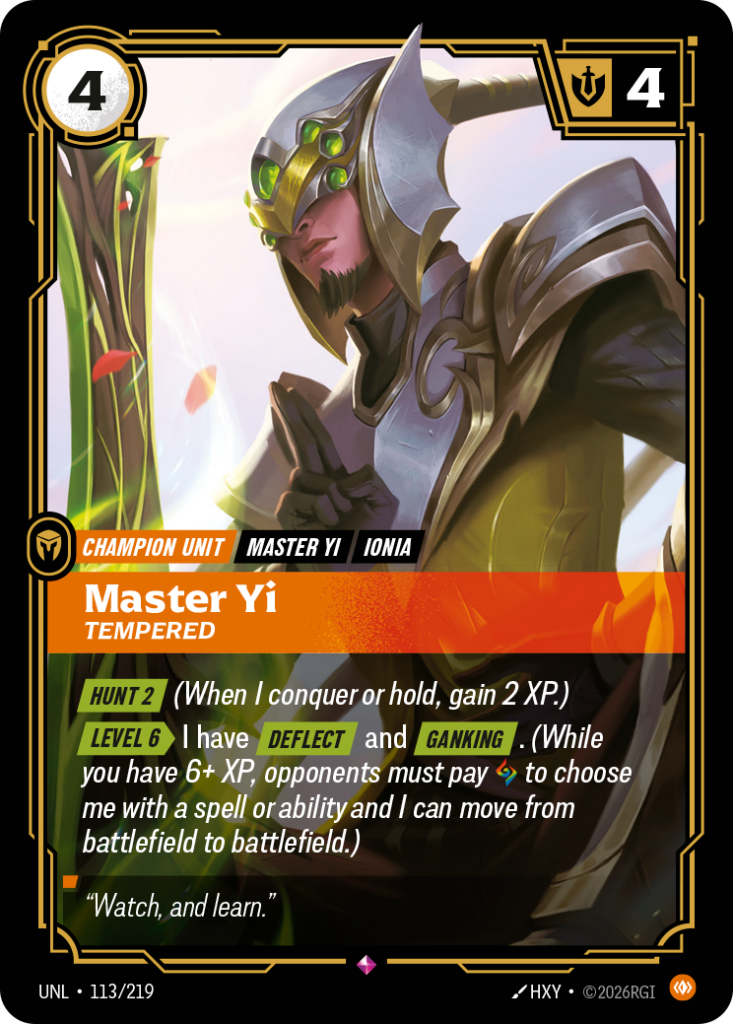 Master Yi, Tempered UNL-113/219 – Unleashed – Foil