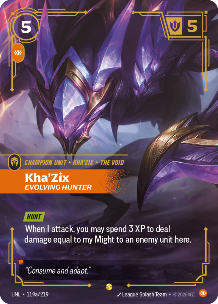 Kha'Zix, Evolving Hunter UNL-119A/219 – Unleashed – Alternate Art Foil