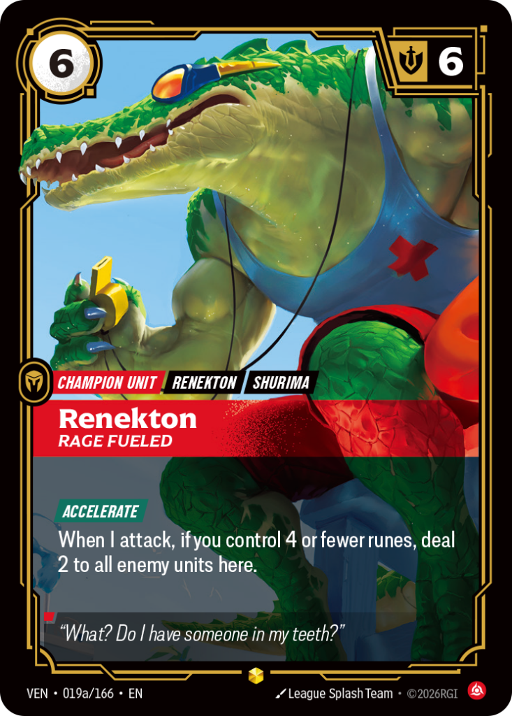 Renekton, Rage Fueled VEN-019A/166 – Vendetta – Alternate Art Foil