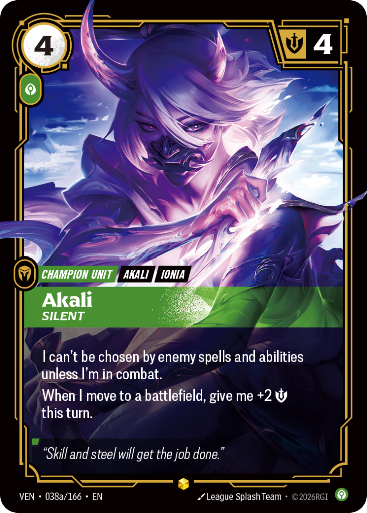 Akali, Silent VEN-038A/166 – Vendetta – Alternate Art Foil