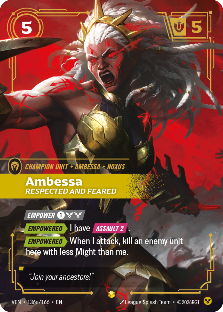 Ambessa, Respected and Feared VEN-136A/166 – Vendetta – Alternate Art Foil
