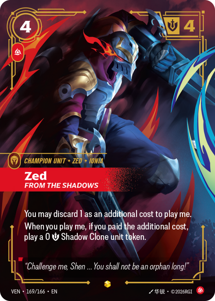 Zed, From the Shadows VEN-169/166 – Vendetta – Overnumbered Foil