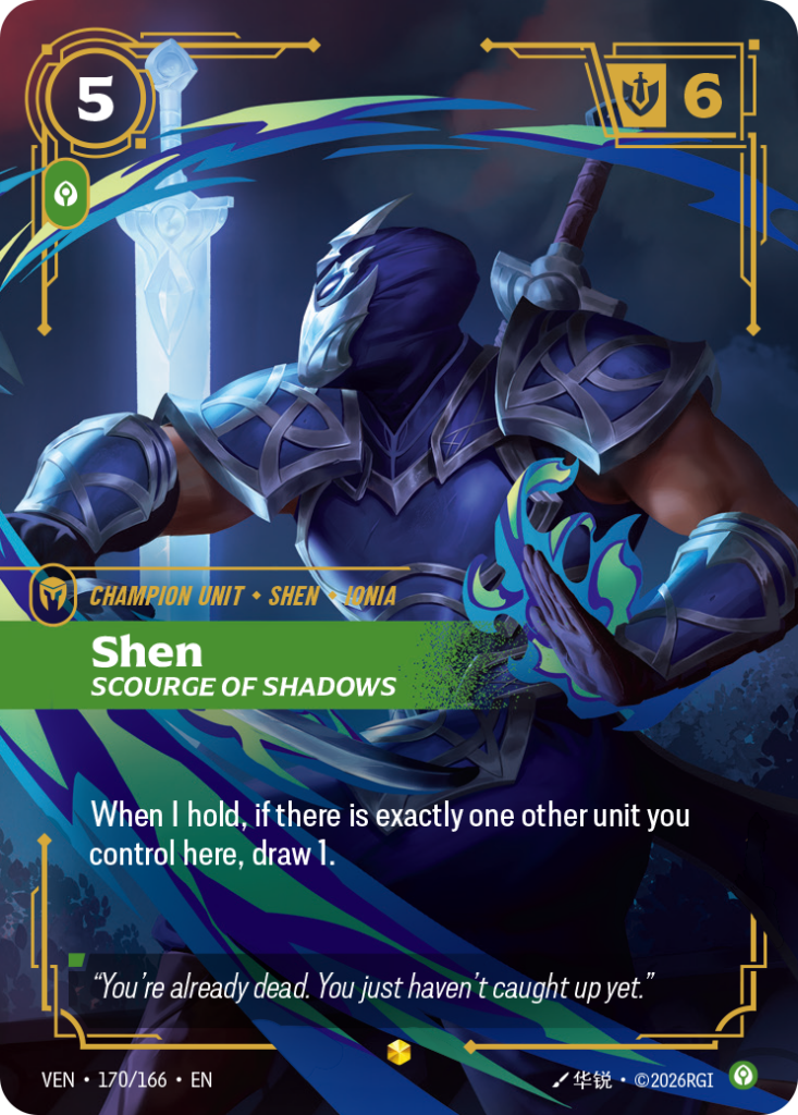 Shen, Scourge of Shadows VEN-170/166 – Vendetta – Overnumbered Foil