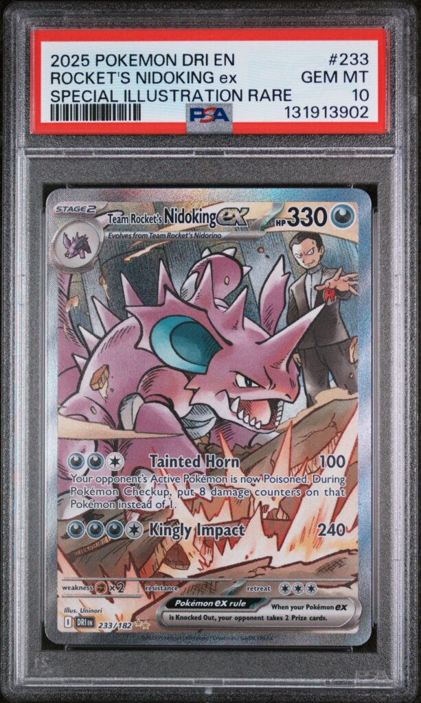 2025 · POKEMON DRI EN-DESTINED RIVALS · ROCKET'S NIDOKING ex · #233 · PSA GEM MT 10