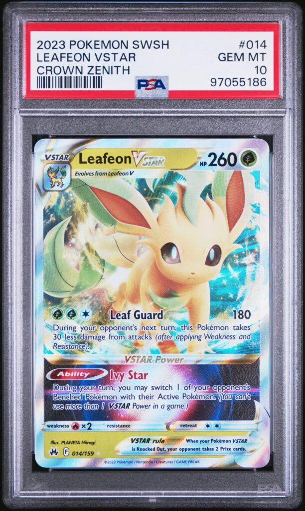 2023 · POKEMON SWORD AND SHIELD CROWN ZENITH · LEAFEON VSTAR · #014 · PSA GEM MT 10