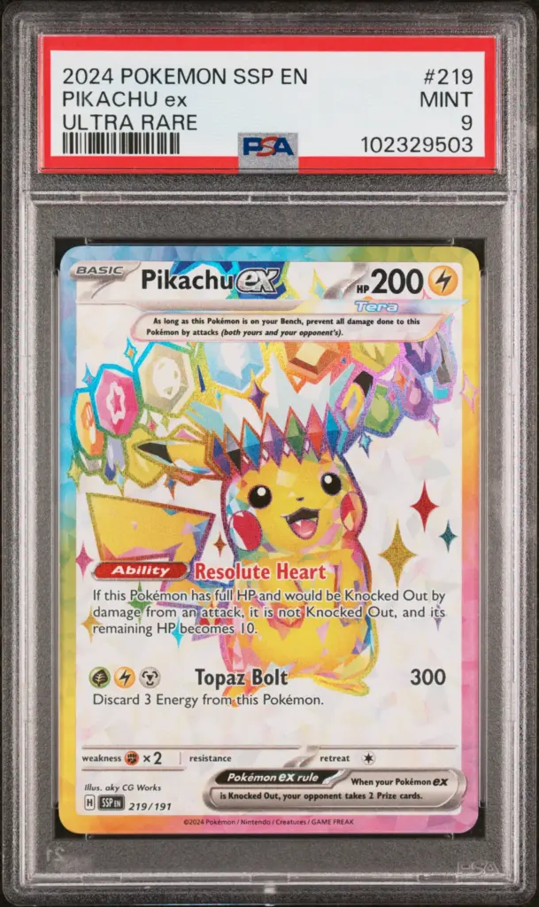 PIKACHU ex 219/191 – Surging Sparks – PSA 9