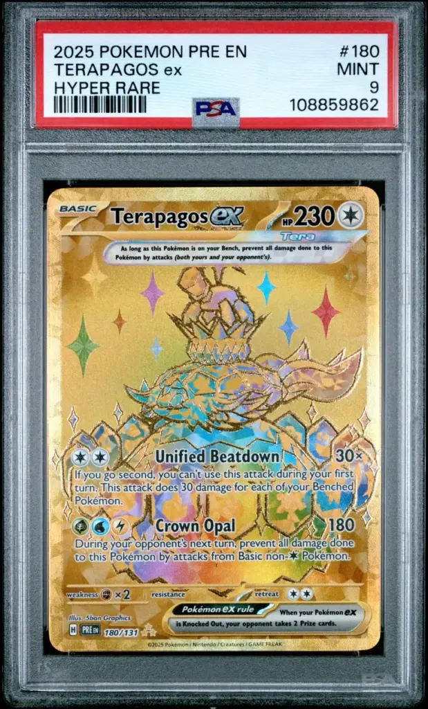 Terapagos ex 180/131 – Prismatic Evolutions – PSA 9 – Cert 108859862