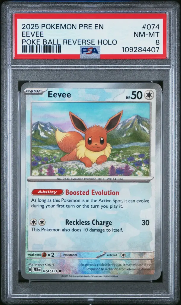 EEVEE 074/131 – Prismatic Evolutions – PSA 8