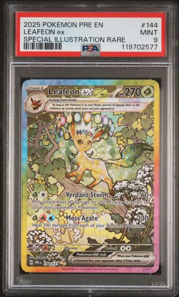Leafeon ex 144/131 – Prismatic Evolutions – PSA 9 – Cert 119702577