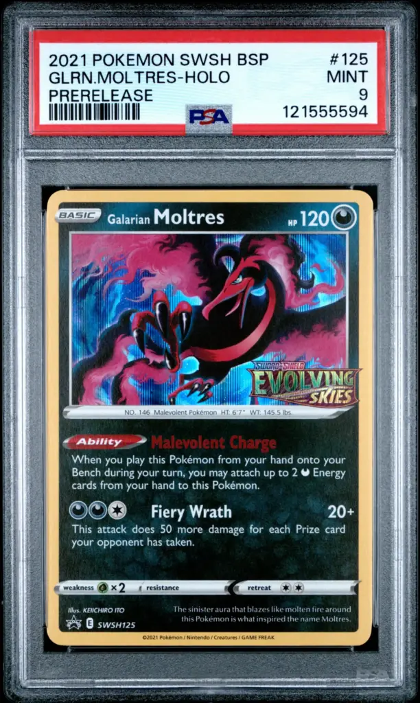 GALARIAN MOLTRES-HOLO 125/SWSH – SWSH Black Star Promos – PSA 9