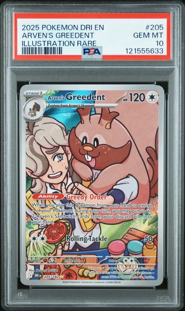Arven’s Greedent 205/182 – Destined Rivals – PSA 10 – Cert 121555633