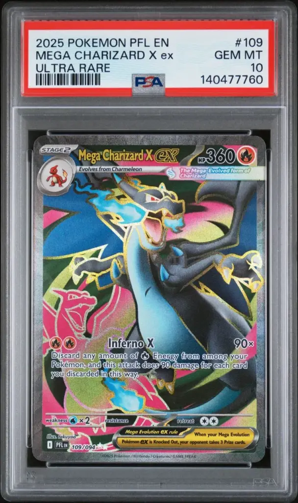 MEGA CHARIZARD X ex 109/094 – Phantasmal Flames – PSA 10