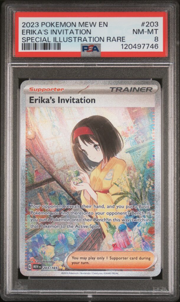 2023 · POKEMON MEW EN-151 · ERIKA'S INVITATION · #203 · PSA NM-MT 8
